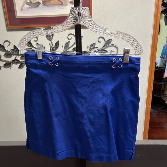 Rafaella Pants - Rafaella Royal Blue Skirt with Lace-Up Accent Excellent Condition #DO181